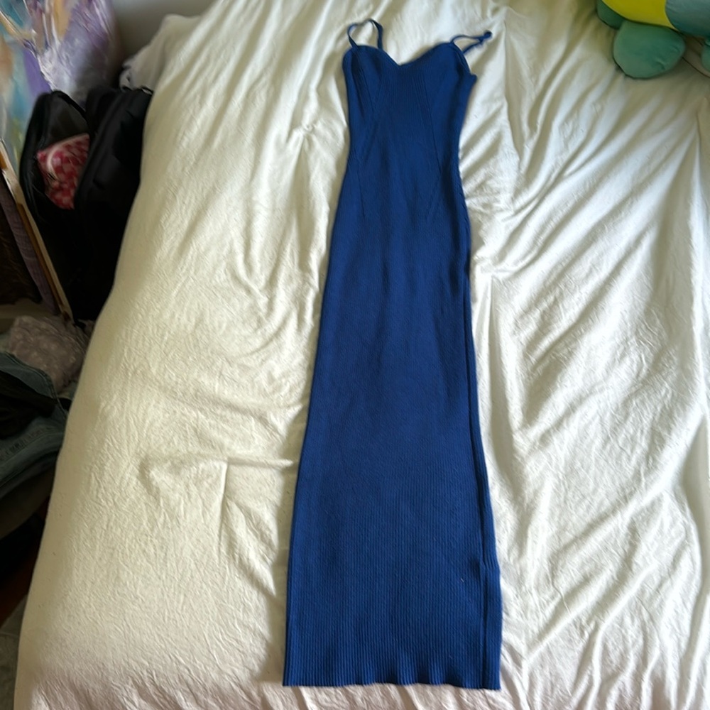 H&M Blue Ribbed Maxi Dress